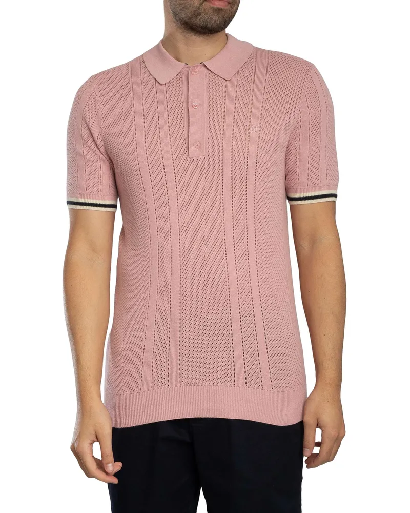 Superdry. Poloshirt Mit Strickstruktur, Rosa Rosa