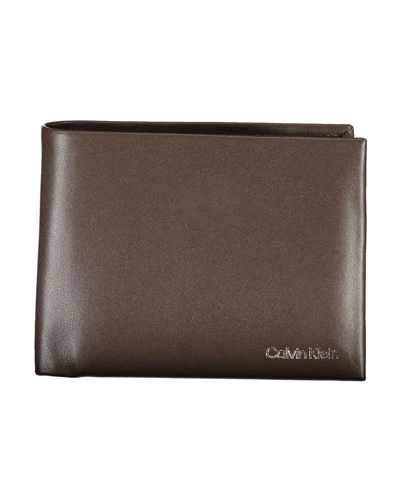 Calvin Klein Leder Geldbörse Bifold Design Dunkelbraun