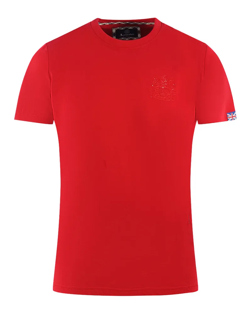 Aquascutum London Tonal Aldis Logo Rotes T-Shirt Rot
