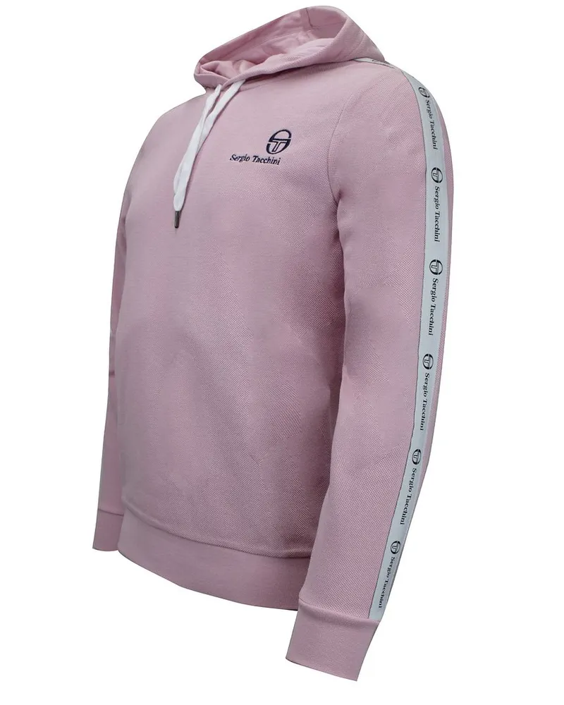 Sergio Tacchini Langarm-Hellrosa-Herren-Hoodie mit Taped Devok Hellrosa