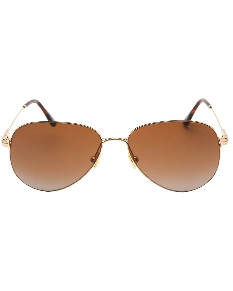 Tom Ford Porsche Sonnenbrille mit dunkelbraunen Gläsern und goldenen Gläsern Roségold