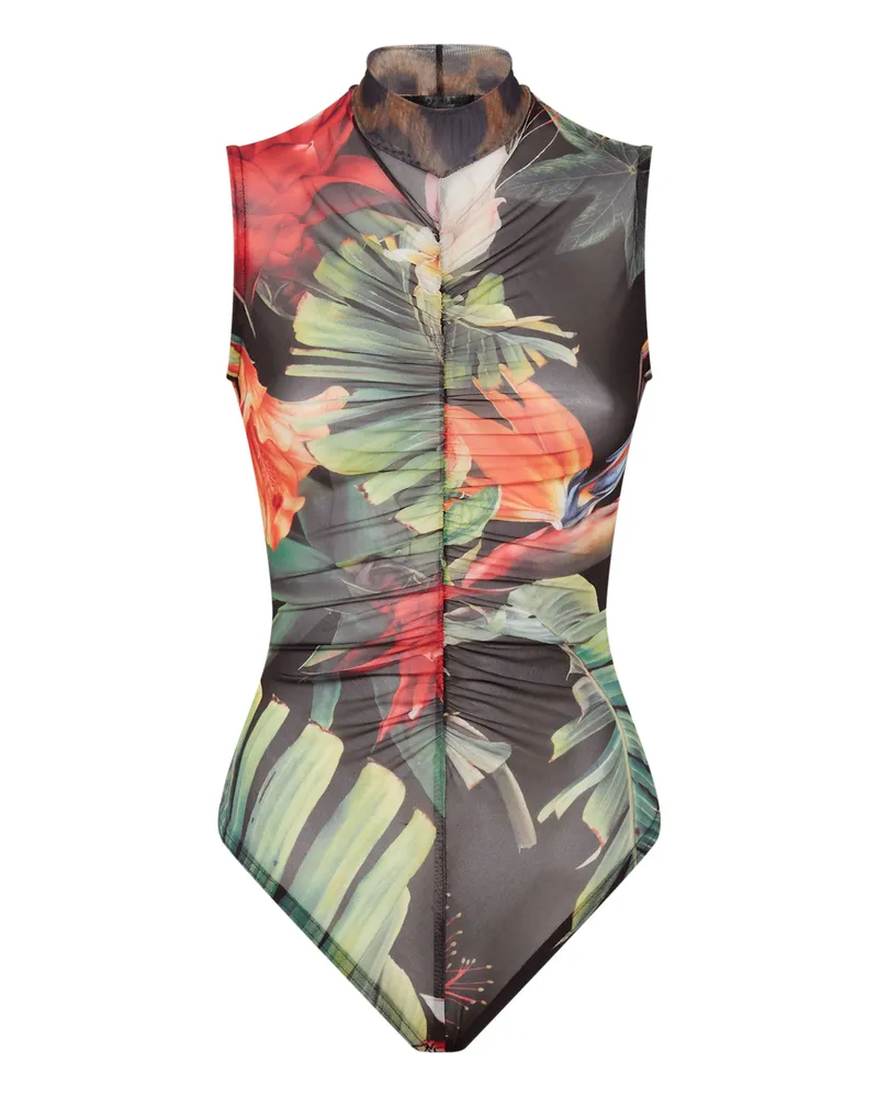 Philipp Plein Bodysuit Flowers Schwarz