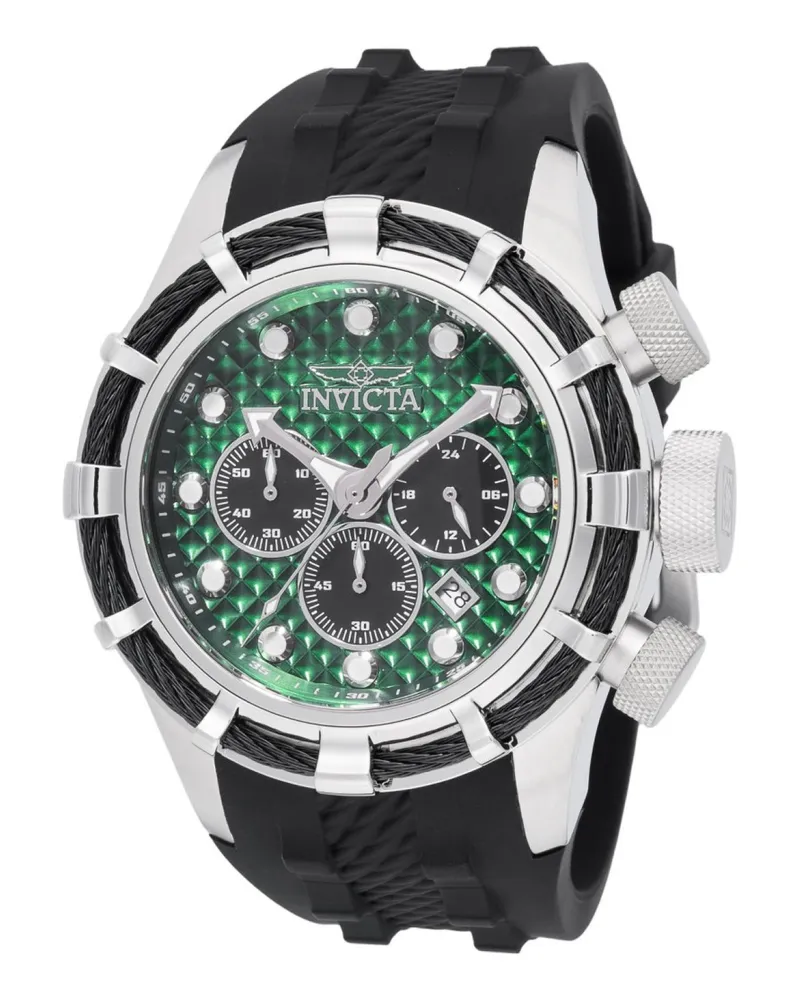 Invicta Bolt 49165 Herrenarmbanduhr - Quarzwerk - Edelstahl mit Grünem Zifferblatt - 50 mm Silber