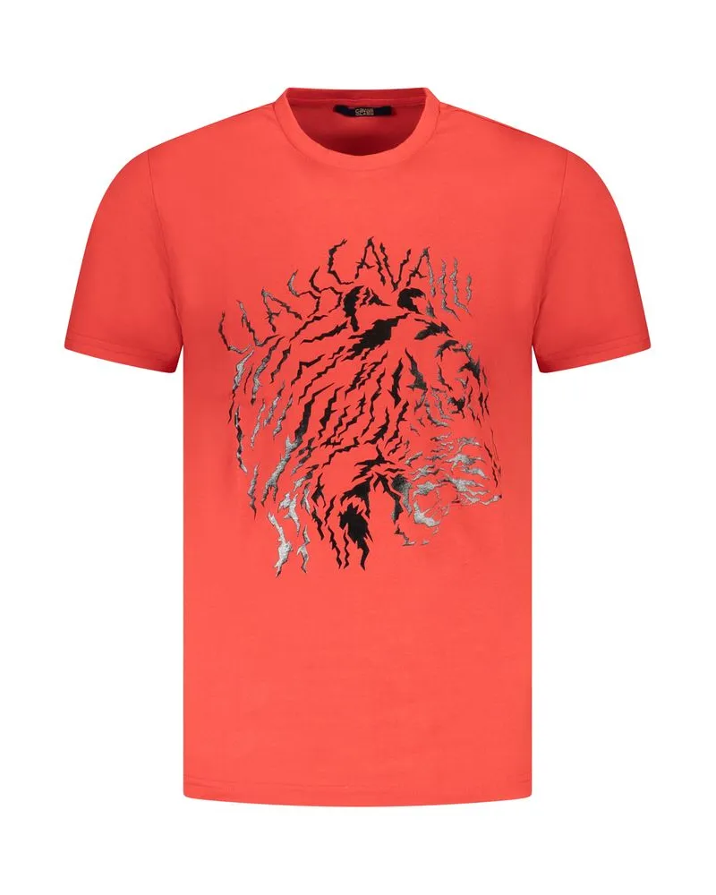 Roberto Cavalli Tiger-Graphic-T-Shirt mit kurzen Ärmeln Orange