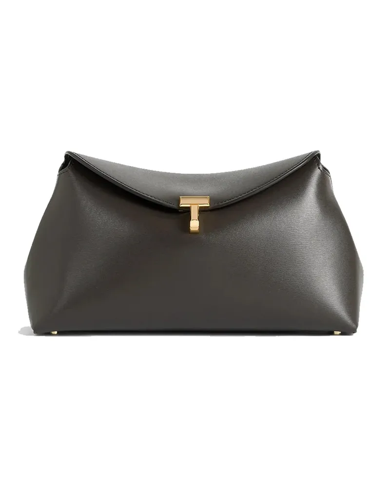 Totême Toteme T-Lock Clutch aus Leder Braun