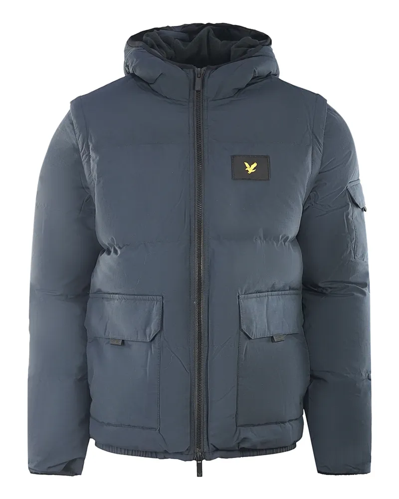 Lyle & Scott 2 in 1 Ripstop-Pufferjacke in Marineblau Blau