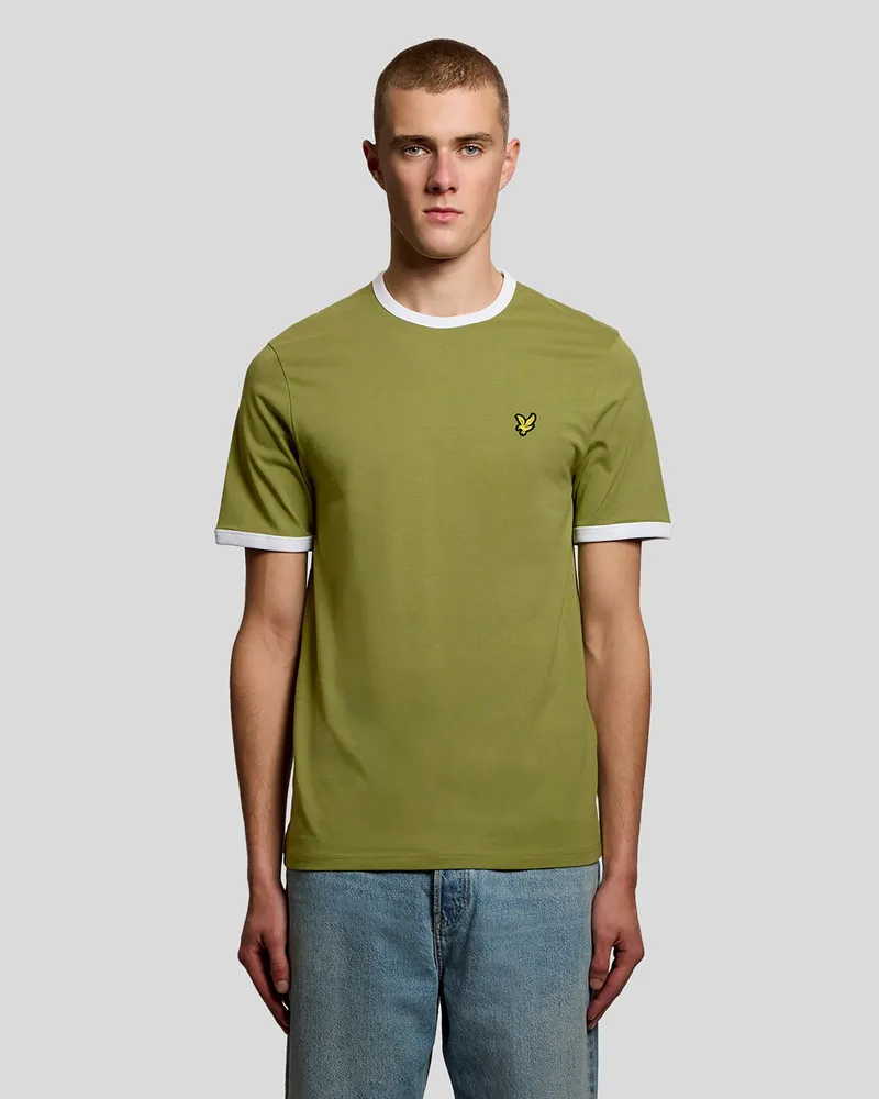Lyle & Scott Ringer Baumwoll Rundhals-T-Shirt Grün