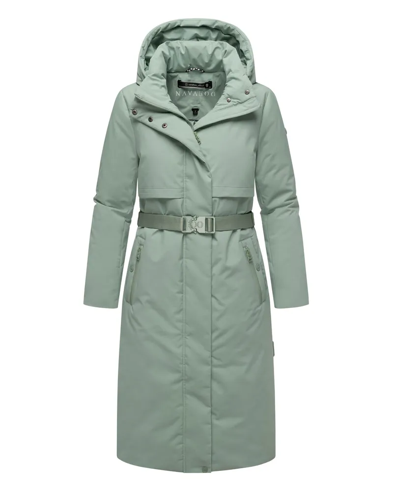 NAVAHOO Damen Winterparka WALDBUMMLER – wetterfest & stilvoll mit Taillengürtel Grün