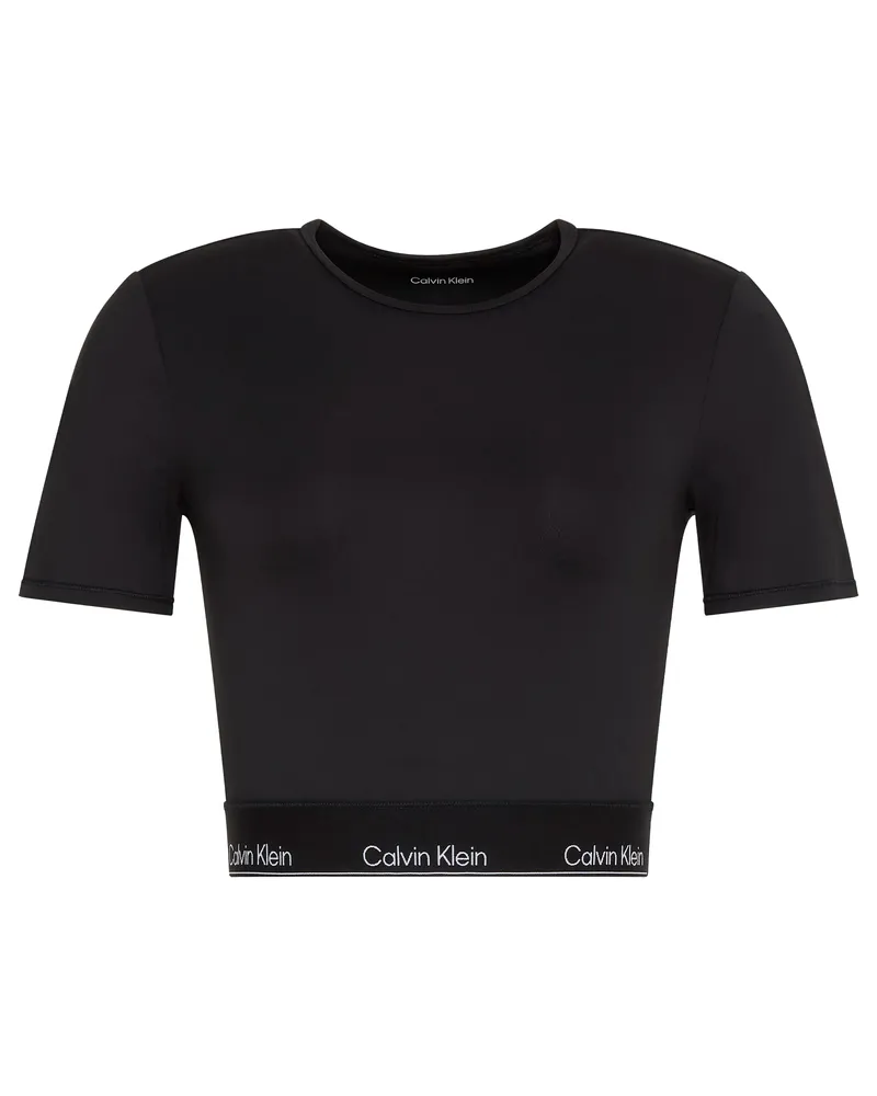 Calvin Klein kurzes T-Shirt für Damen, Schmal (Schwarz Schwarz