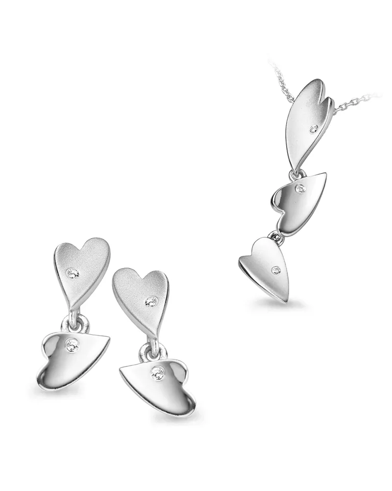 Orphelia Damen 925 Sterling Silber Set: Kettenanhänger + Ohrringe - Silber SET-5011 Silber