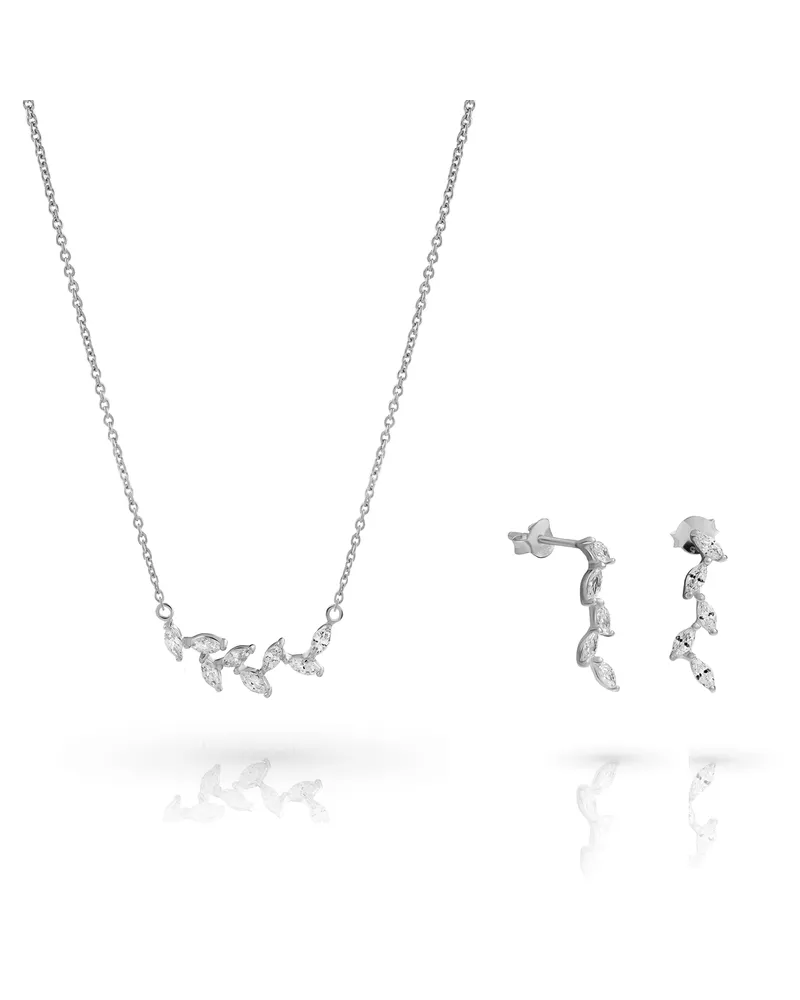 Orphelia Charlene' Damen-Set aus 925er Sterlingsilber: Halskette + Ohrringe – Silber SET-7568 Silber
