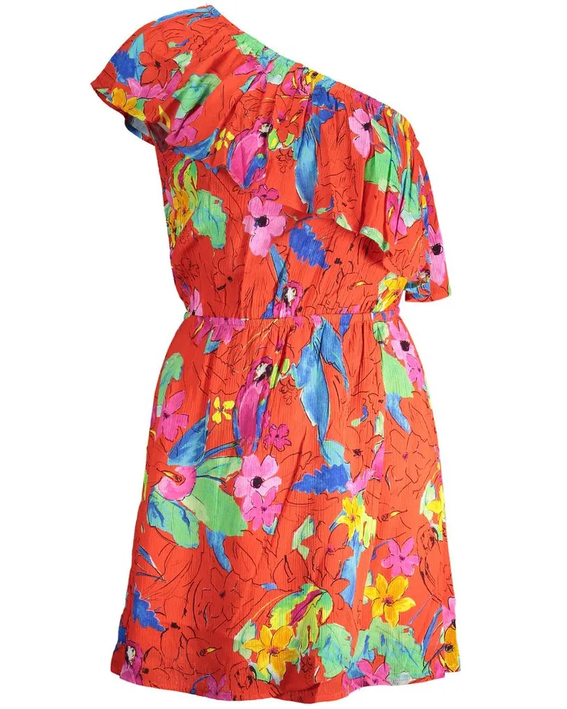 Desigual Blumenpapageien-Druckkleid mit lockerer Passform Orange