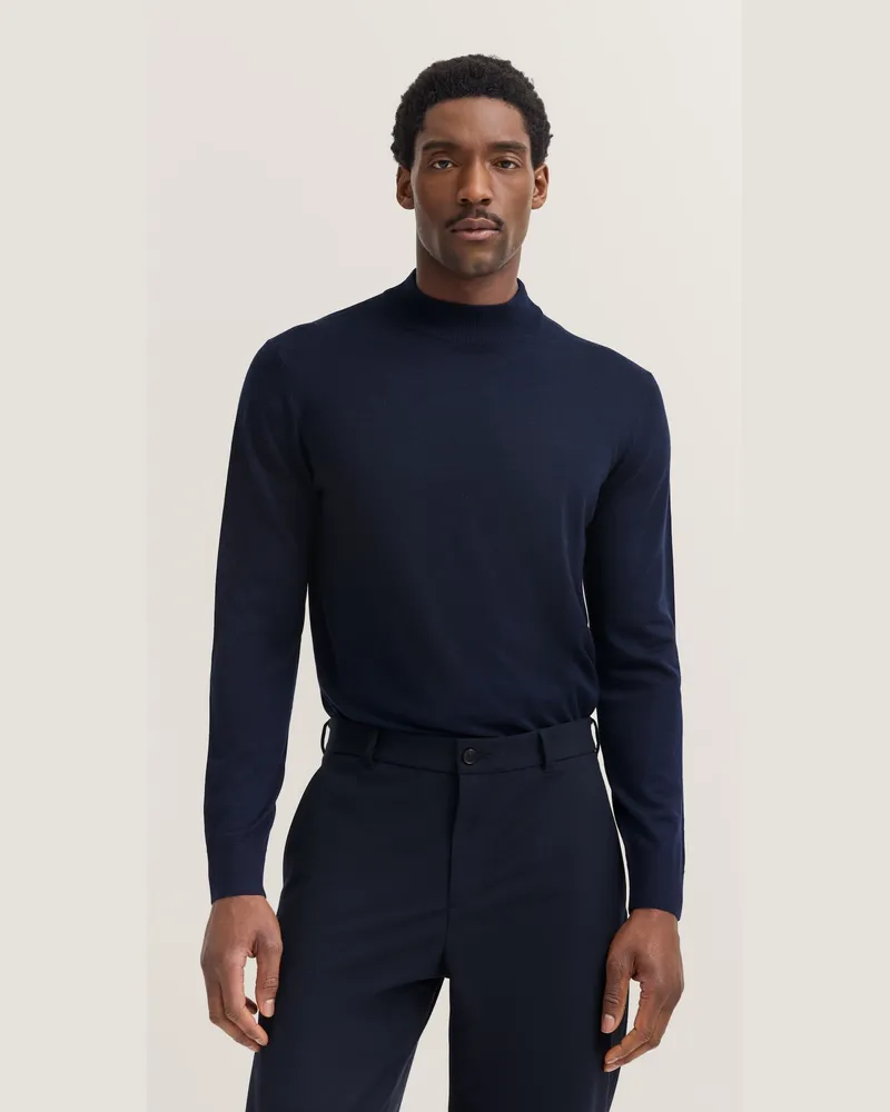 Bugatti Rollkragenpullover aus Merino-Woll-Seide-Mix, Herren - Marineblau Marineblau
