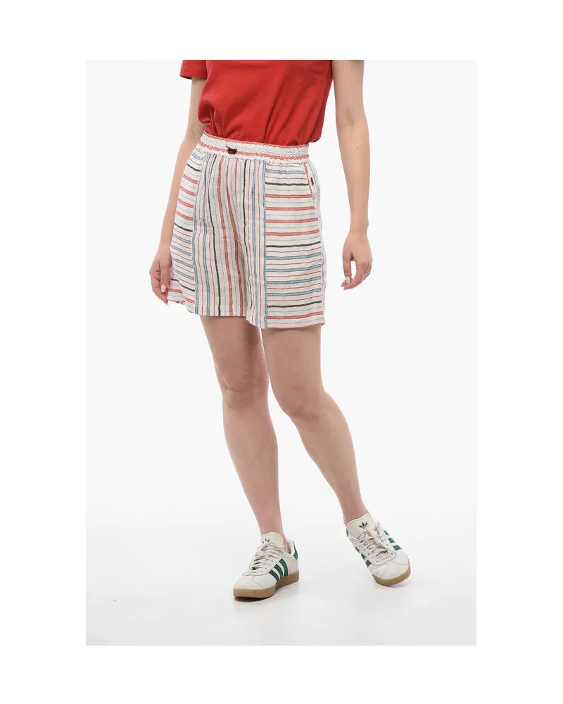 Woolrich Bayadere gemusterte VARSITY Shorts aus Leinenmischung Mehrfarbig