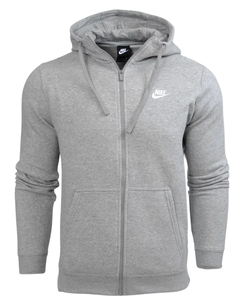 Nike Club Fleece Kapuzenpullover mit durchgehendem Reißverschluss - Hellgrau Hellgrau