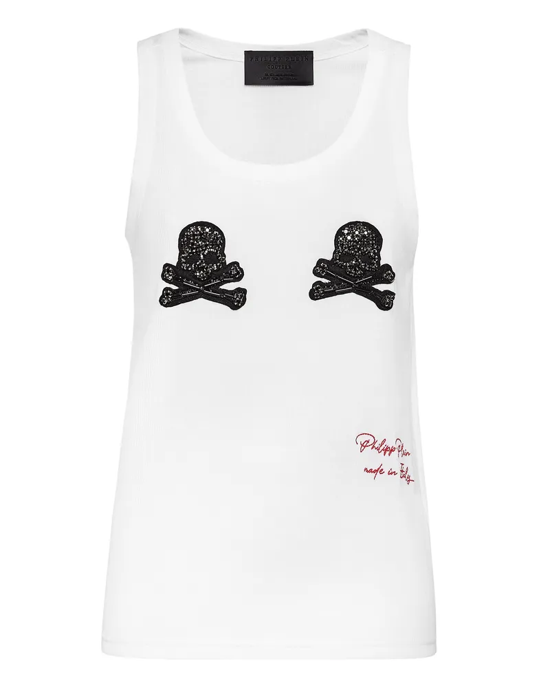 Philipp Plein Tanktop Skull Weiß