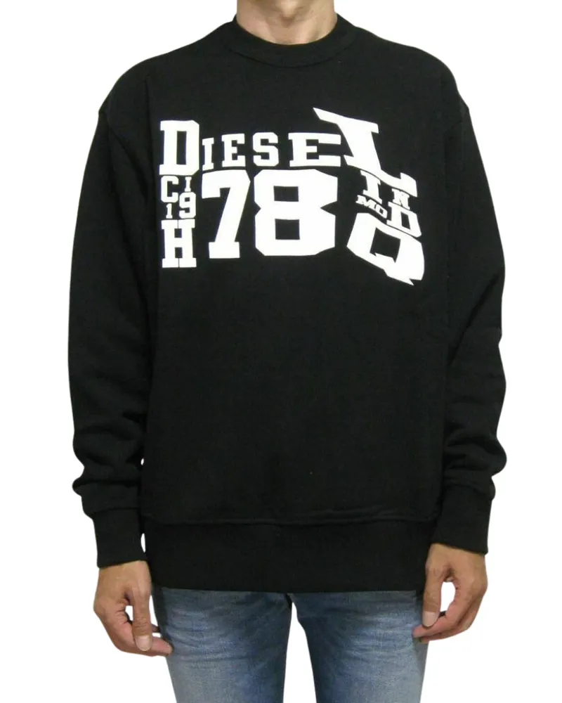 Diesel Schwarzes Sweatshirt Mit Verzerrtem Logo Schwarz