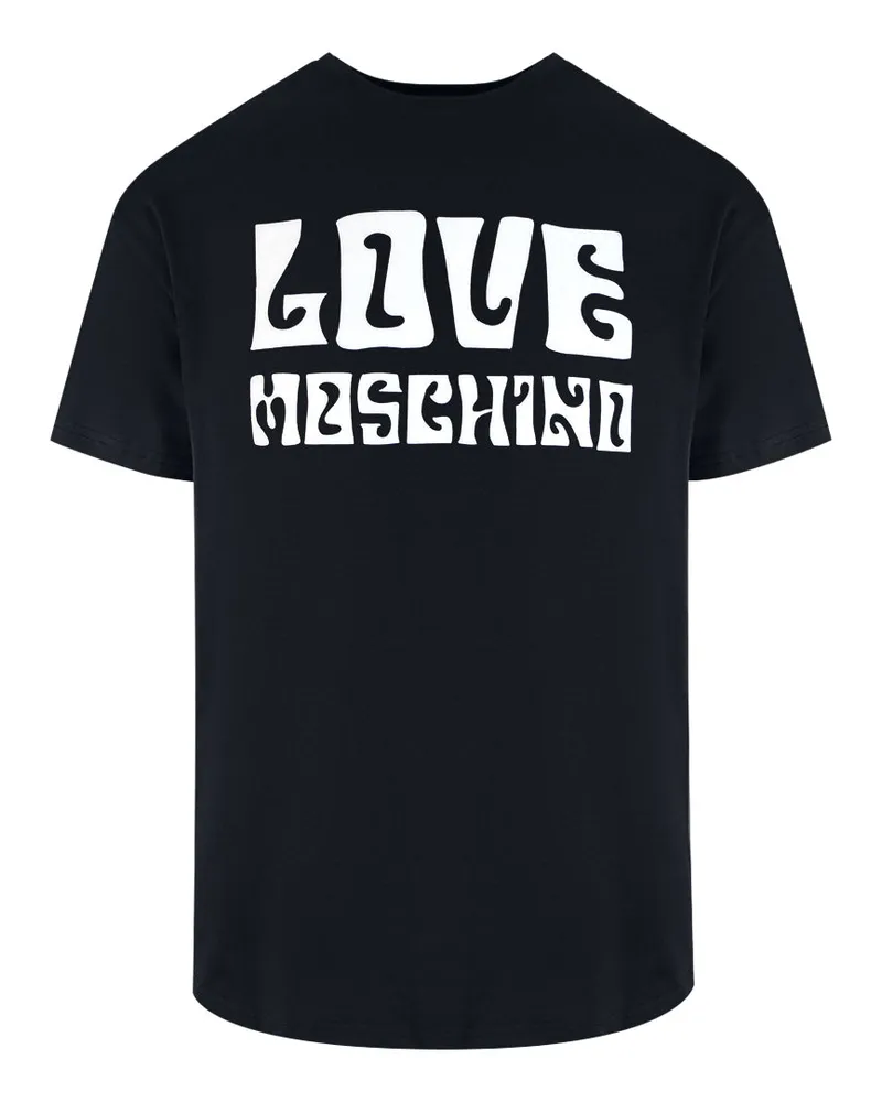 Moschino Groovy Logo schwarzes T‑shirt - Schwarz Schwarz