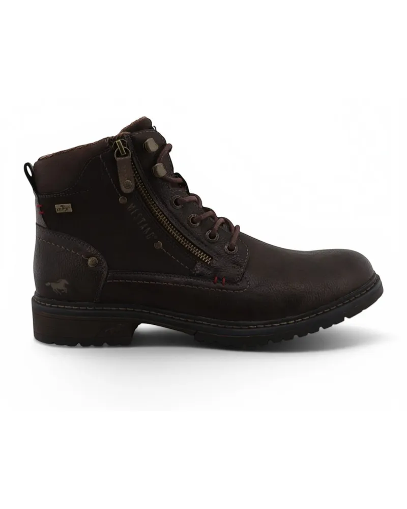 Mustang Herren dunkelbraune Kunstleder-Winter-Schnürstiefel – M0031006 Dunkelbraun