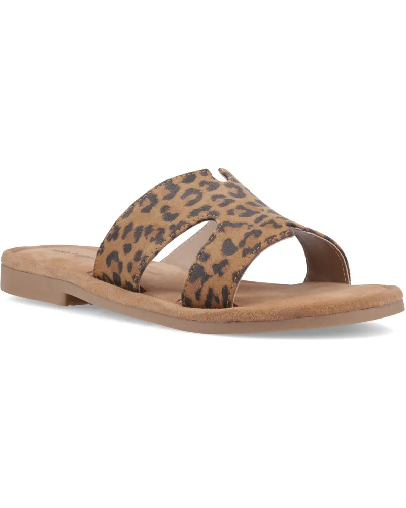 Hush Puppies Azalea Leder Damen Leoprint Sandalen Cognac
