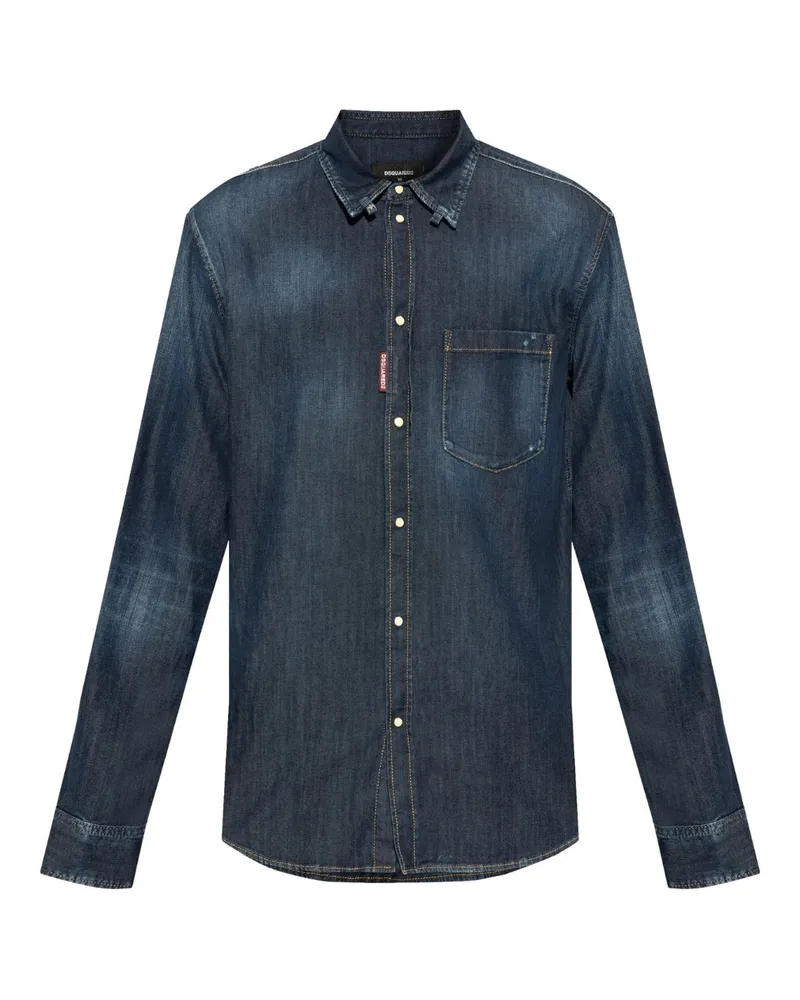 Dsquared2 Dark Wash Tab Shirt Dunkelblau Blau