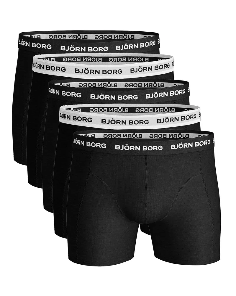 Björn Borg 5er-Pack Herren Baumwolle Stretch Boxershorts Weiche Alltagsunterwäsche Schwarz