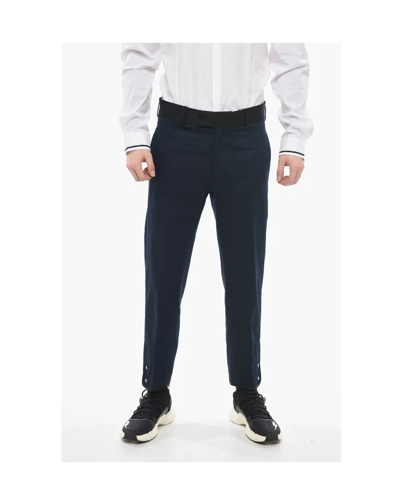 Neil Barrett Slim Fit TOM Hose mit kontrastierenden Kanten und Knöchelknöpfen in Blau Blau