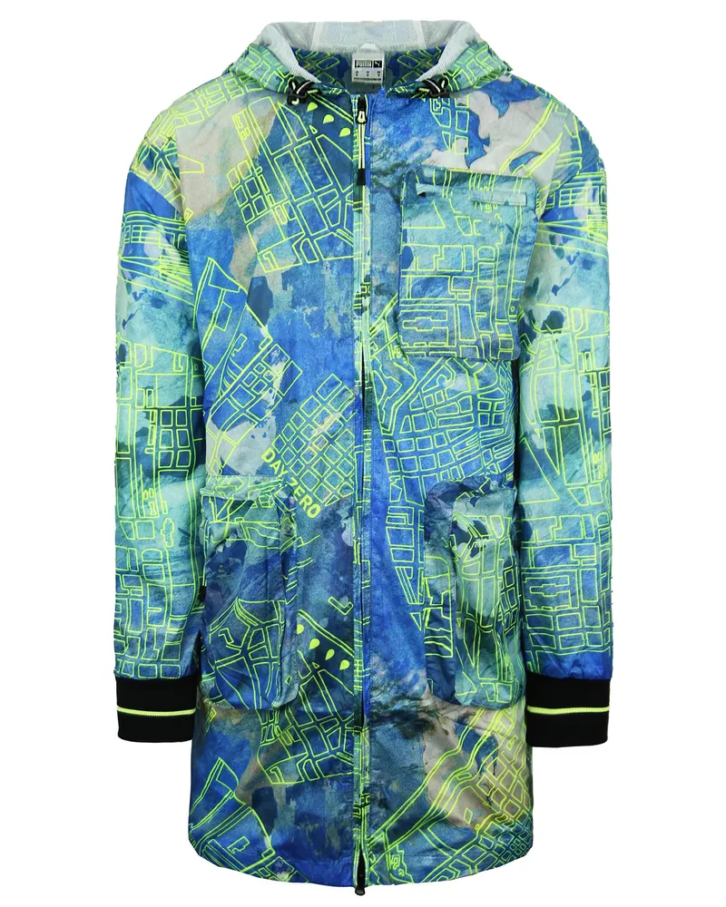 Puma x Central Saint Martins Langarm Zip Up Herren Blue AOP Jacke 597194 02 Grün