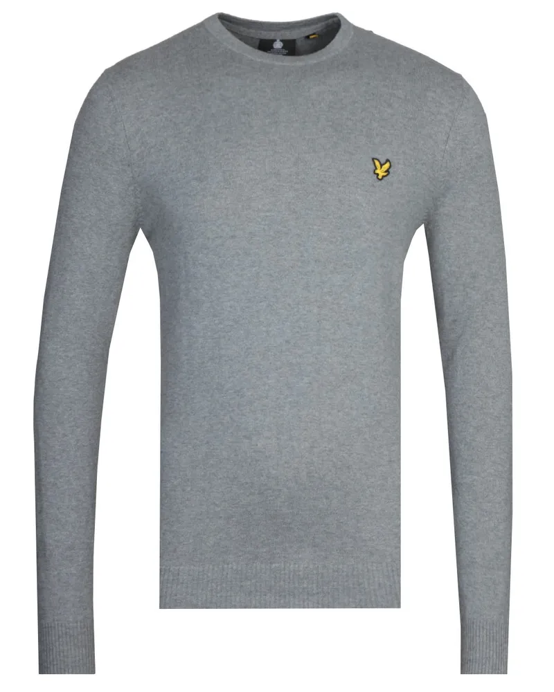 Lyle & Scott Mittelgrau melierter Baumwoll-Merinopullover Grau