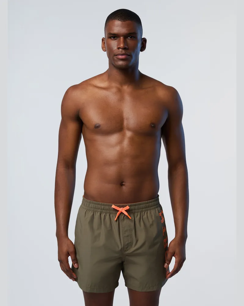 North Sails Badeshorts Vertikaler Druck Dunkelgrün