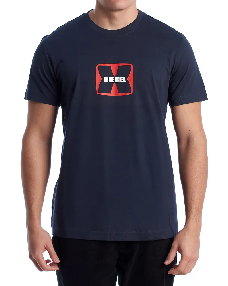 Diesel Herren Slim Fit Kurzarm T-Shirt A03848_RPATI Blau