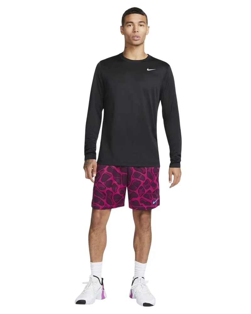 Nike Legend" T-Shirt für Herren, Regulär, Langärmlig (Schwarz/Silber Schwarz