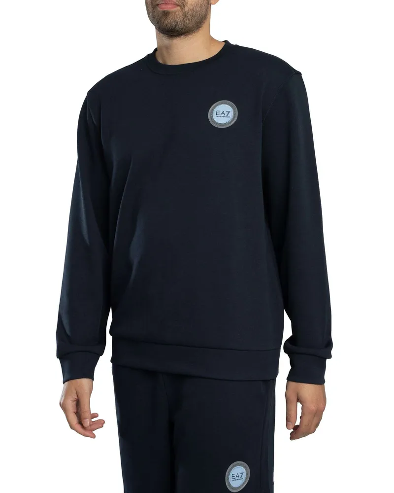 EA7 Sweatshirt Mit Logo-Patch, Blau Blau