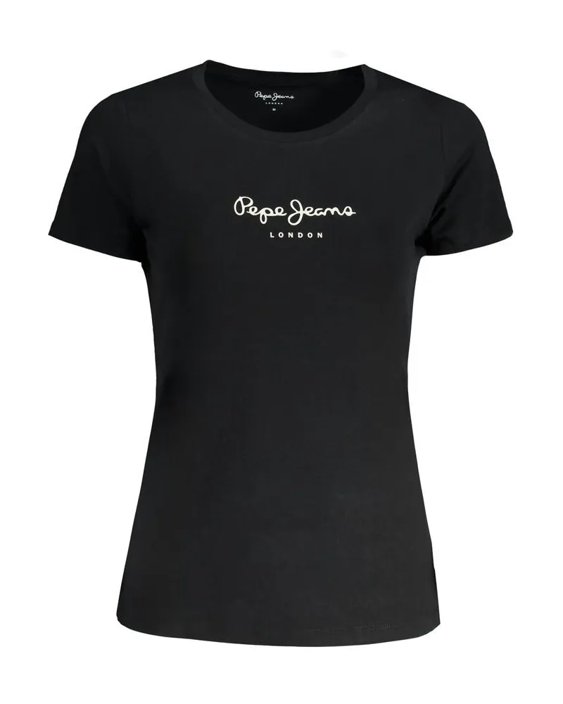 Pepe Jeans Schwarzes Baumwoll Damen T-Shirt Schwarz