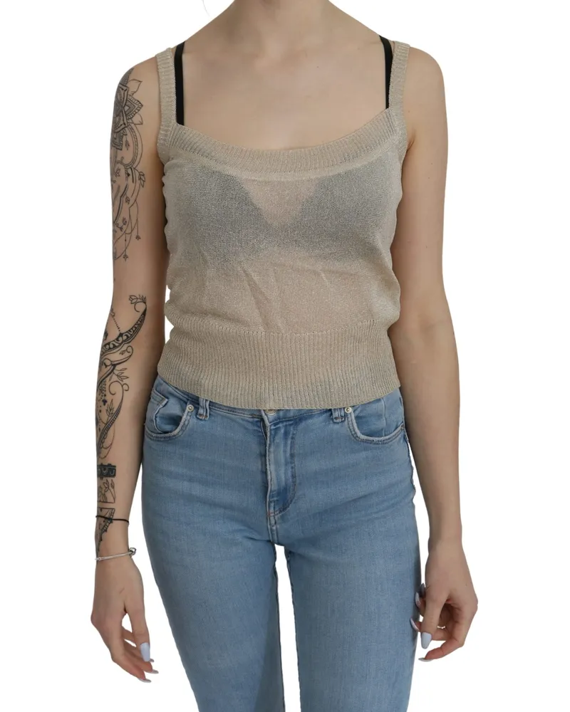 Byblos Beiges Ärmelloses Transparentes Tanktop Beige