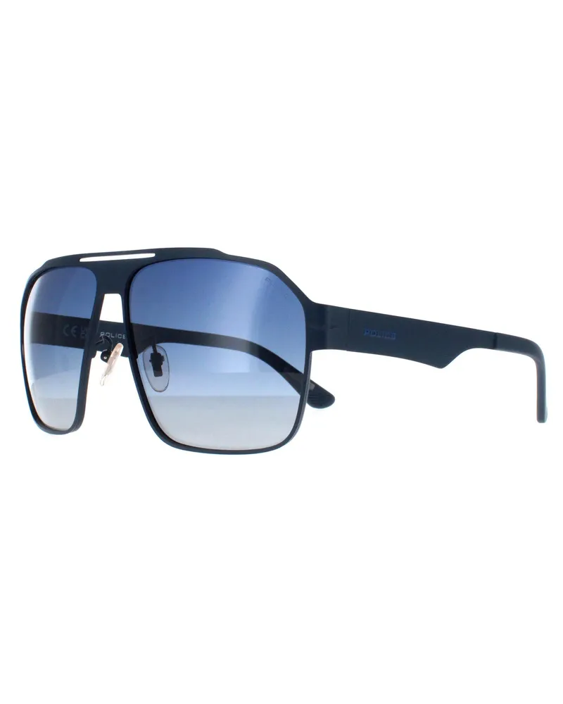 Police Polizei Pilotenbrille Herren Matte Blau Blauverlauf SPLL08 Summit 1 Blau