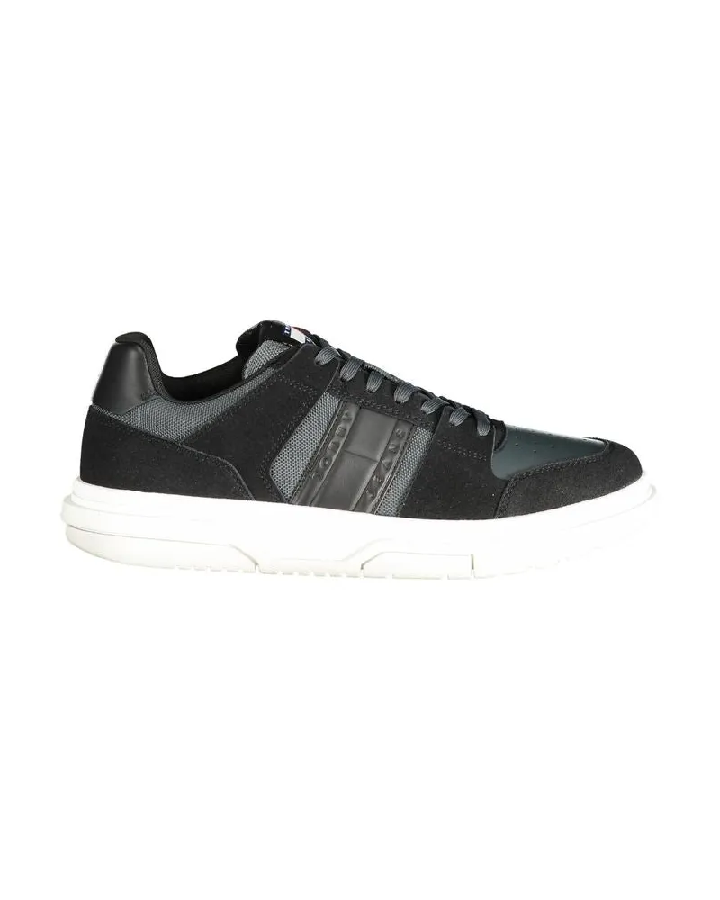 Tommy Hilfiger Schwarze Leder Herrensneaker Schwarz