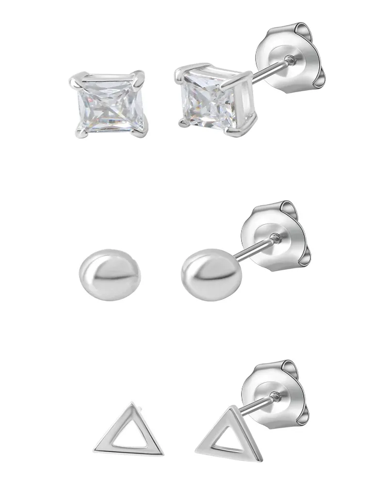 Celesta Silber Ohrstecker Set 925 Sterling Silber rhodiniert Zirkonia Silber