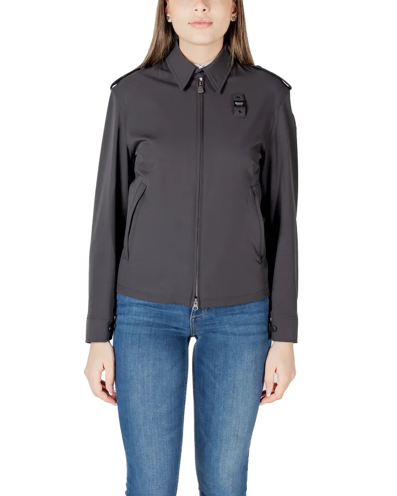 Blauer Leichte Kragenjacke Dunkelgrau