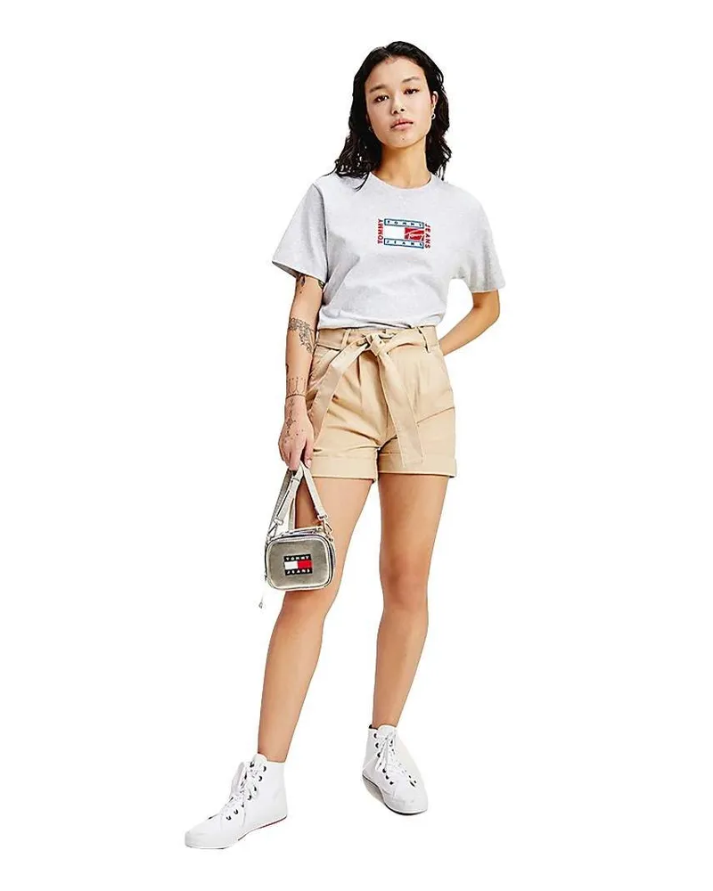 Tommy Hilfiger Shorts für Damen mit Logo-Aufnäher Beige
