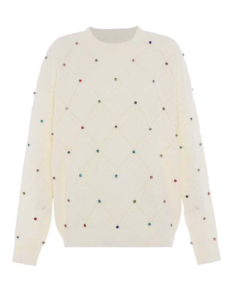 FAINA Pullover Damen Wollweiß Wollweiß