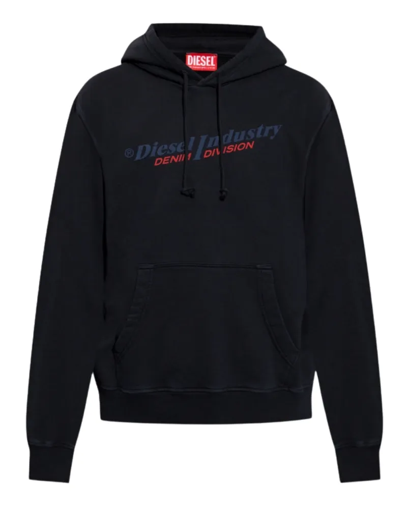 Diesel Industry Denim Division Design Schwarzer Kapuzenpullover Schwarz