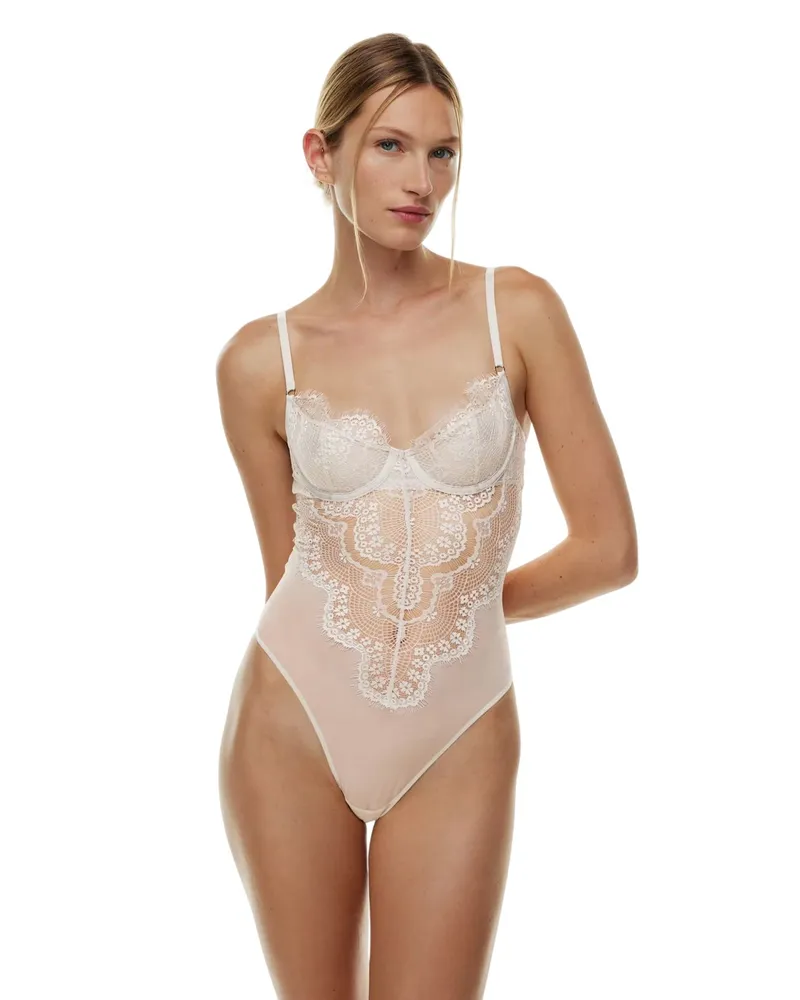 Bardot Bitney" Bodysuit für Damen, Spitze (Weiß Weiß