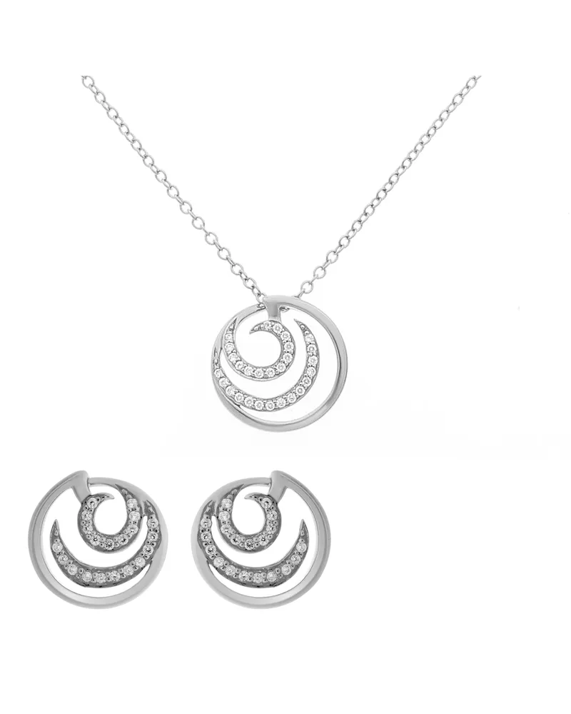 Orphelia Elaine' Damen 925 Sterling Silber Set: Kettenanhänger + Ohrringe - Silber SET-7084 Silber