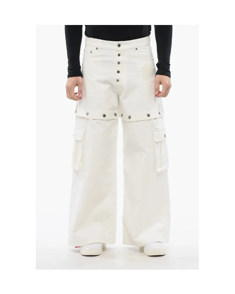 OFF-WHITE Baggy-Fit-Jeans mit gesticktem Logo in Weiß Weiß