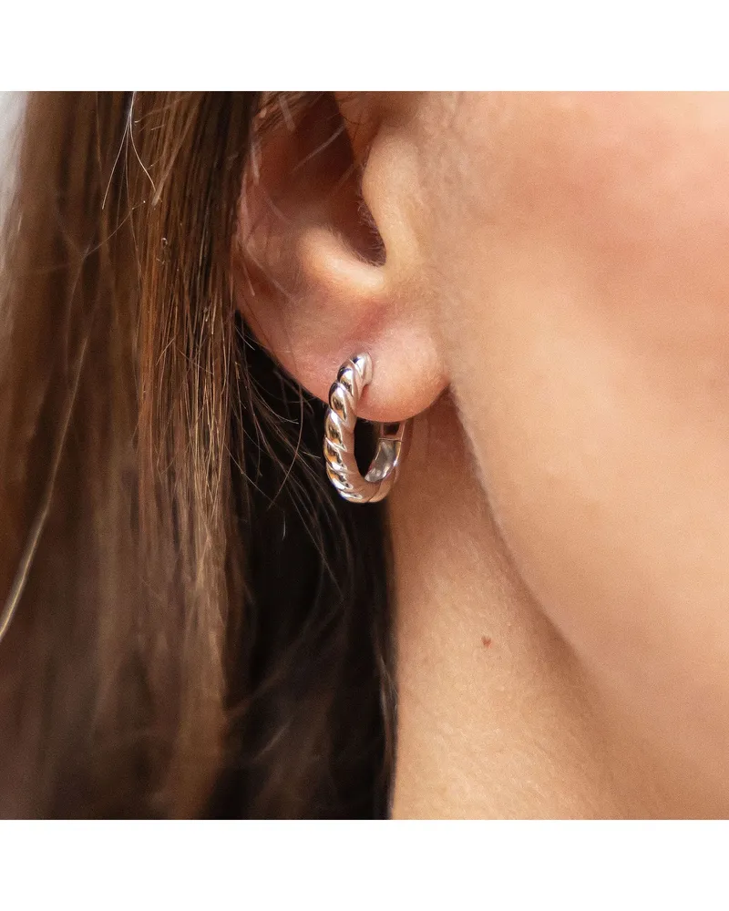 Celesta Silber Klappcreolen 925 Sterling Silber rhodiniert Silber