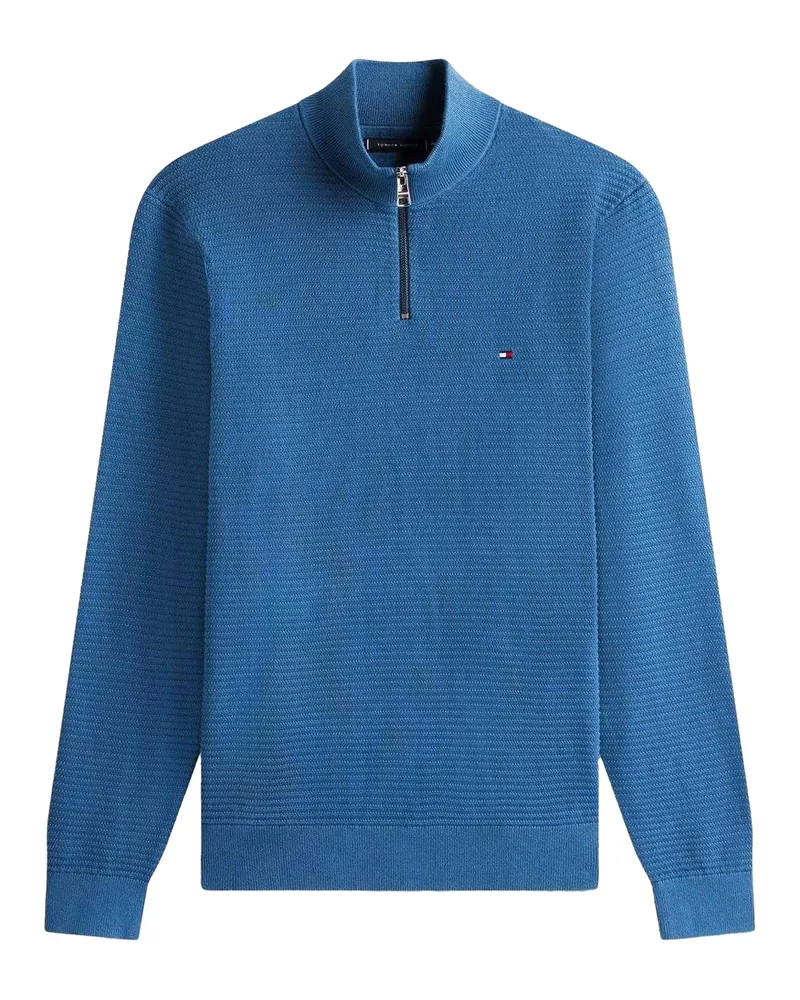 Tommy Hilfiger Pullover für Herren, Reißverschluss, Regulär (Ägäisches Meer Mittelblau