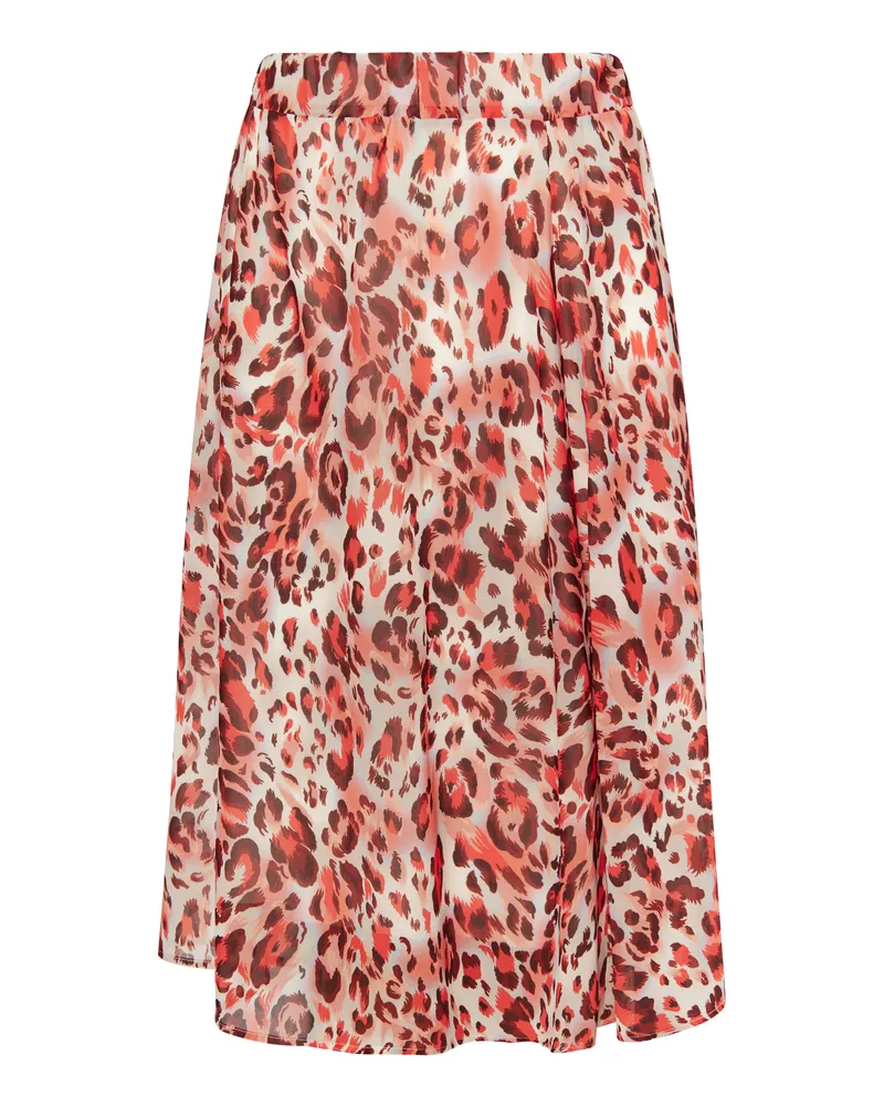 FAINA Rock mit Leoprint Damen Rot Mehrfarbig Rot