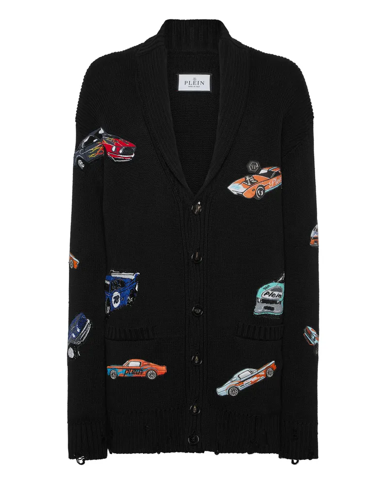 Philipp Plein Strickjacke Racing Schwarz
