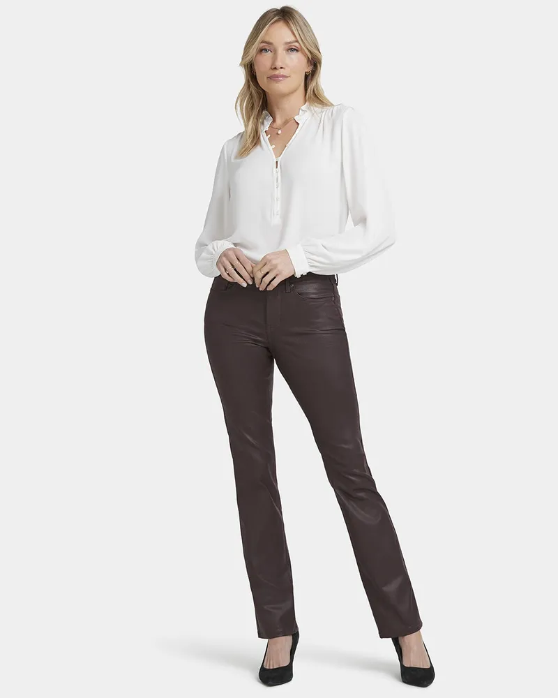 NYDJ not your daughter's Jeans  Lackierte Marilyn Straight Jeans | Kordovan Lack Schwarz